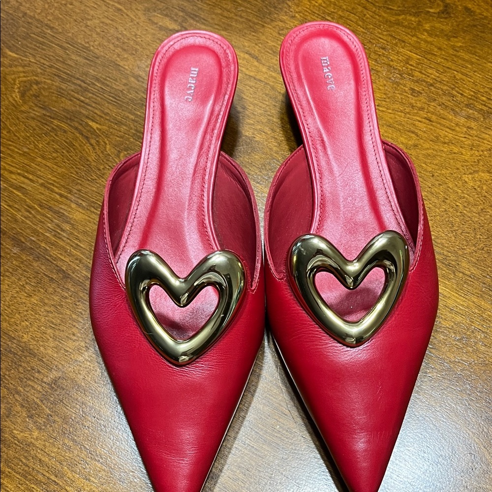Maeve Red Heels with Gold Heart Accent